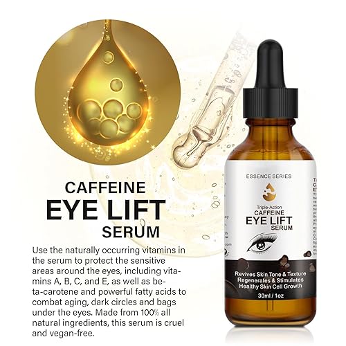 Miniatura 5 de Suero de ojos con cafeína, antienvejecimiento para ojos y cara, suero de cafeína para levantar los ojos, reduce la hinchazón, las ojeras, las bolsas
