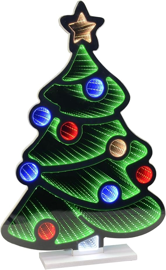Double Sided Infinity Mirror Light Christmas Decoration Optical Illusion Multicolour - Christmas Tree