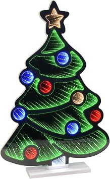 Double Sided Infinity Mirror Light Christmas Decoration Optical Illusion Multicolour - Christmas Tree