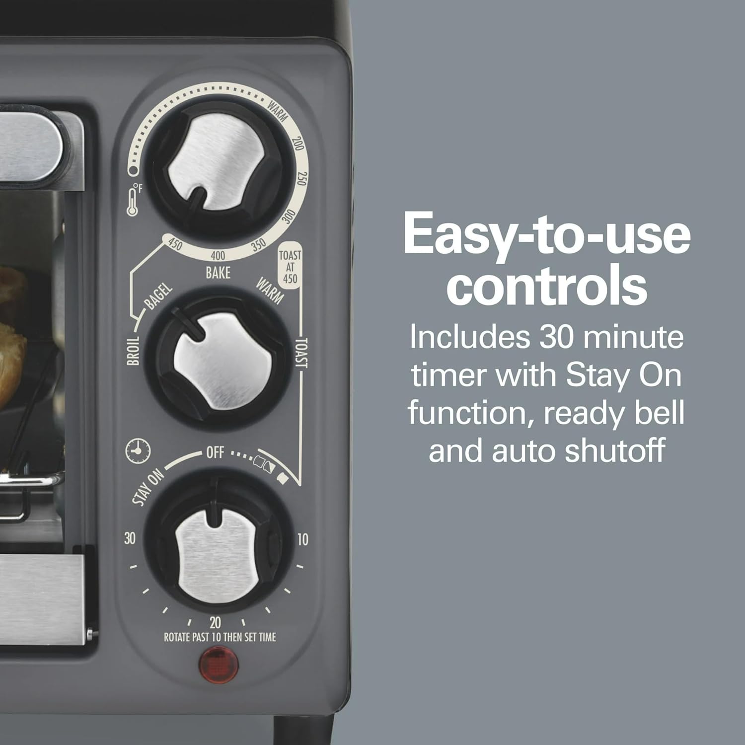 Countertop Toaster Oven with 5 Cooking Modes, Removable Tray and Crumb Tray, 4-Slise 1100W, Adjustable Temperature 200-450°F, Compact Electric Oven for Toasting, Baking, Broiling, and Reheating