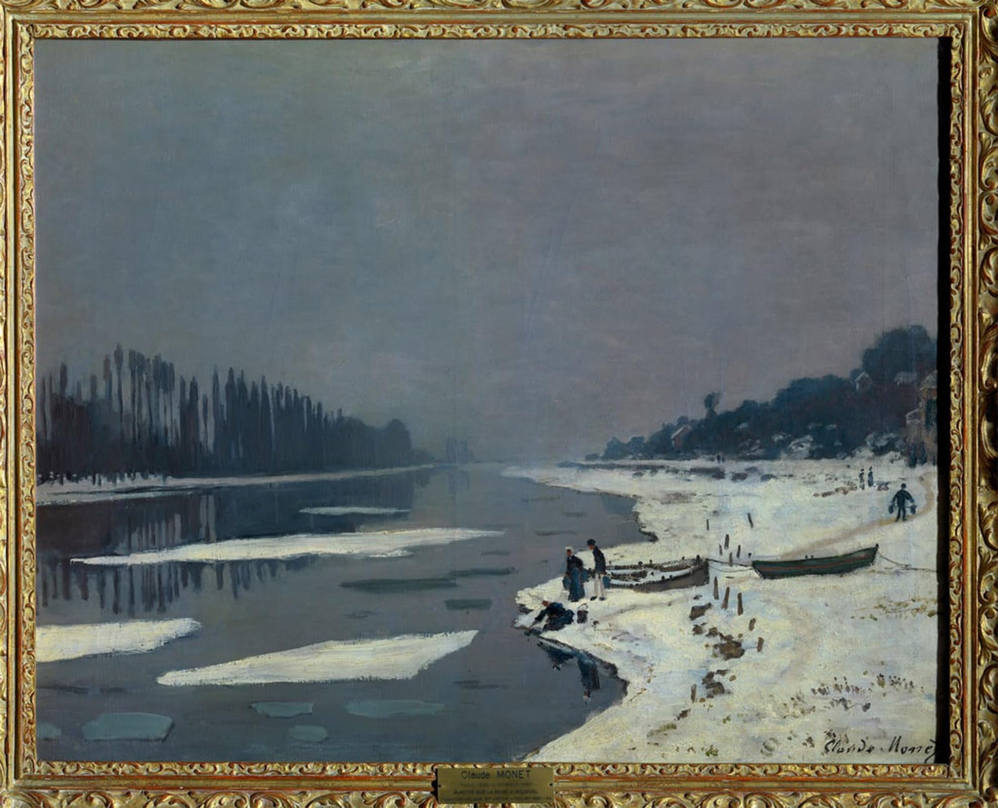 ARTXLXXBN Famous Art Print Poster Vintage Wall Art Ice Cubes on The Seine In Bougival Yvelines Painting by Claude Monet Canvas Art Poster for Home Decor 60x90cm