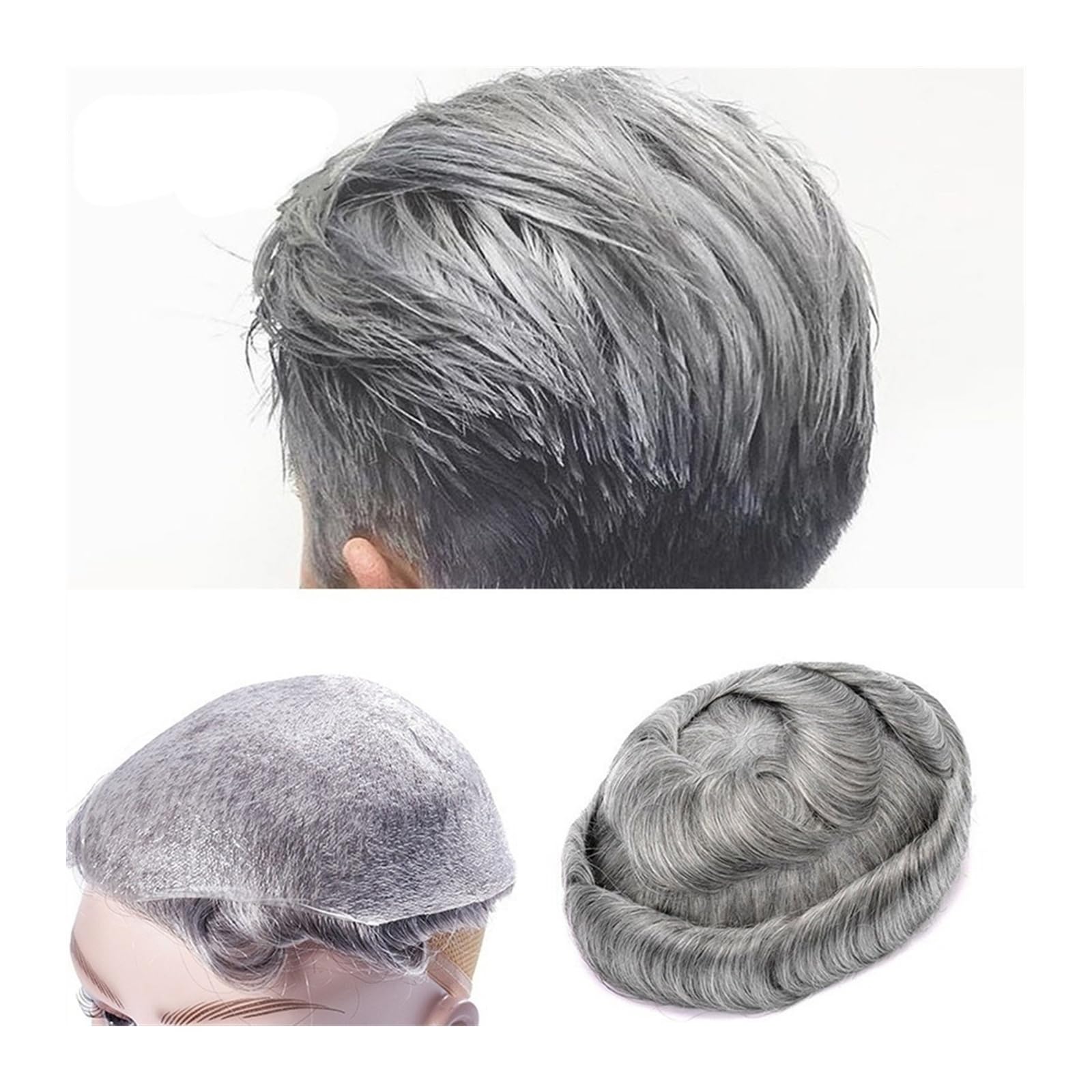 Parrucche Divertenti Toupee da uomo Pelle sottile 0,03-0,04 mm V-loop Senza nodi PU Base Toupee da uomo Capelli umani Parrucche da uomo Unità di sostituzione dei capelli durevoli Parrucca Da Uomo(30MM
