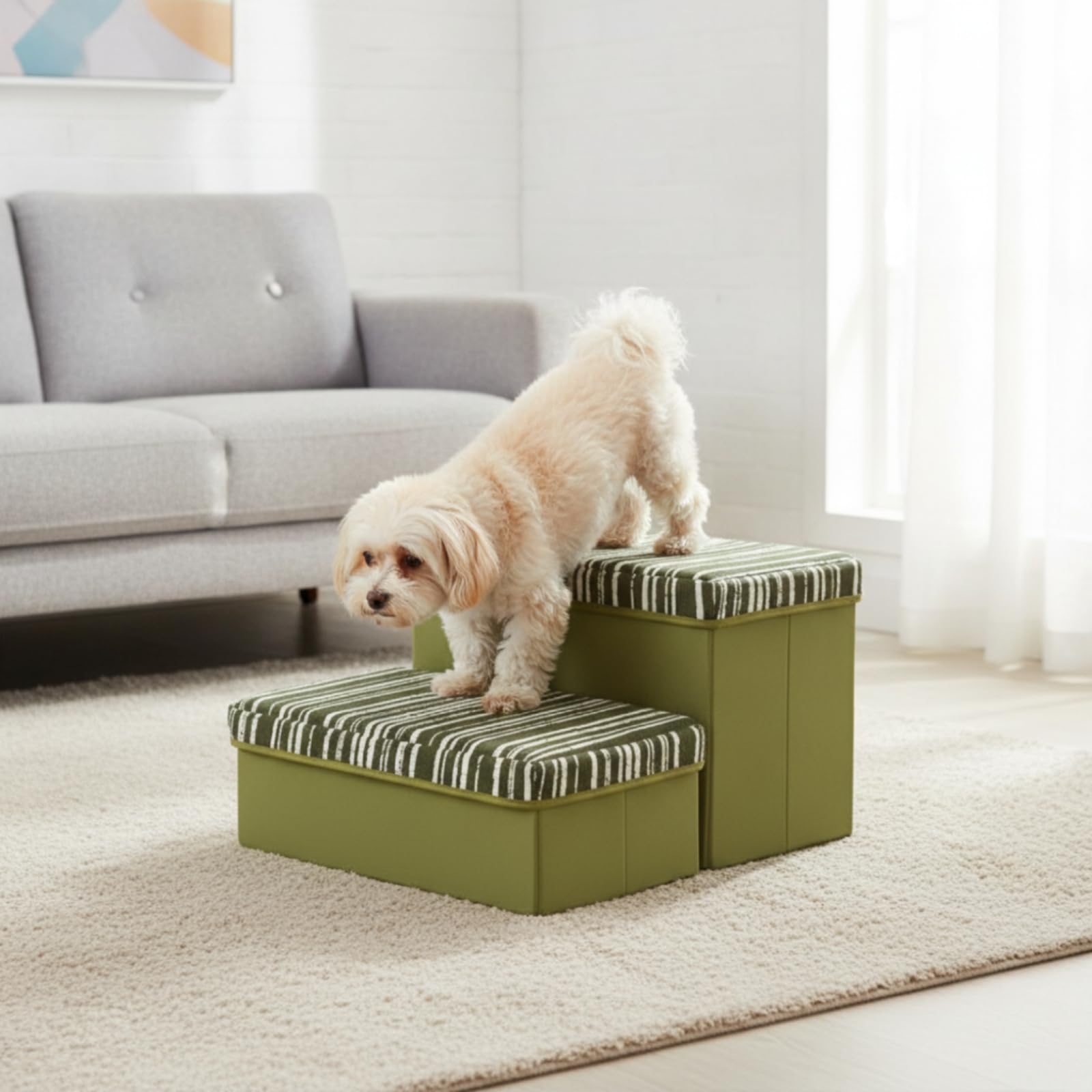 Escalera Mascotas Lavable Escalera con Peldaños Acolchados Compacto para Perros, Hogar, Espacios Reducidos,