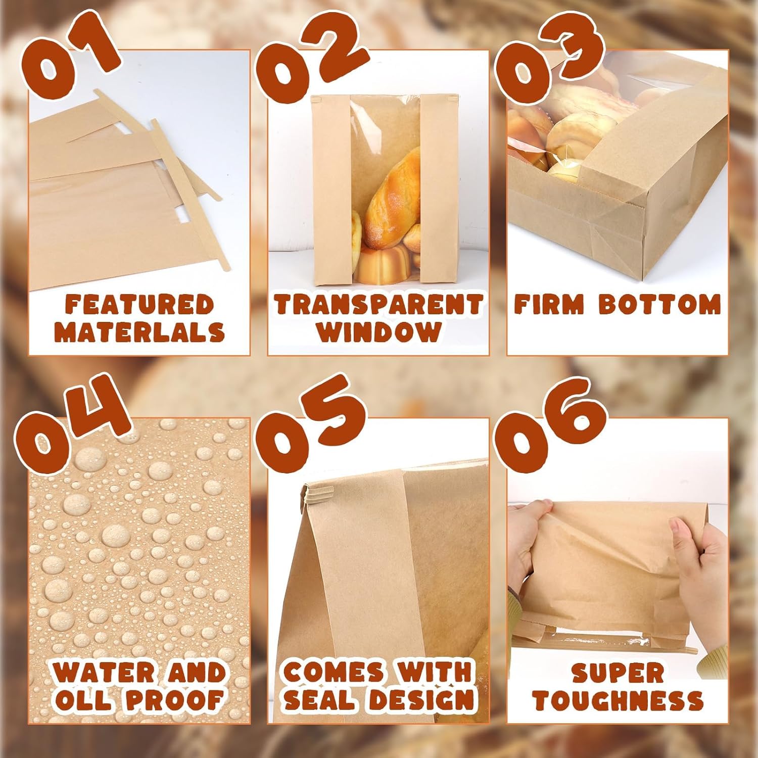 200 Pack Paper Bread Bags for Homemade, Sourdough Bread Bags with Clear Window Includes Tin Strip, Bakery Packaging Storage for Cookies Snack (13.7x8.2x3.5 inch)