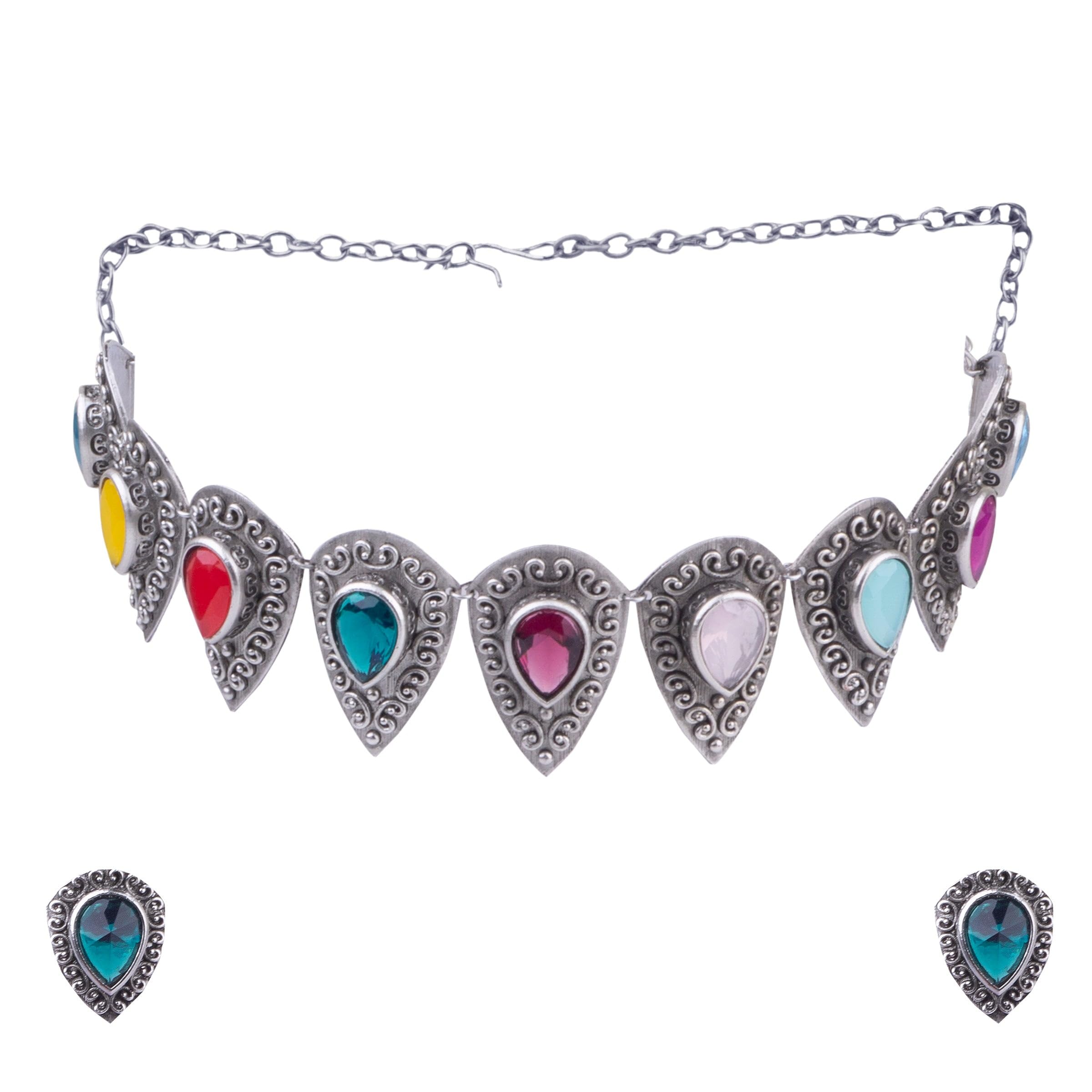 Griiham Oxidised Trendy Necklace Jewellery Set for Women and Girls (B0CRTX58PJ) Amazon Price History, Amazon Price Tracker