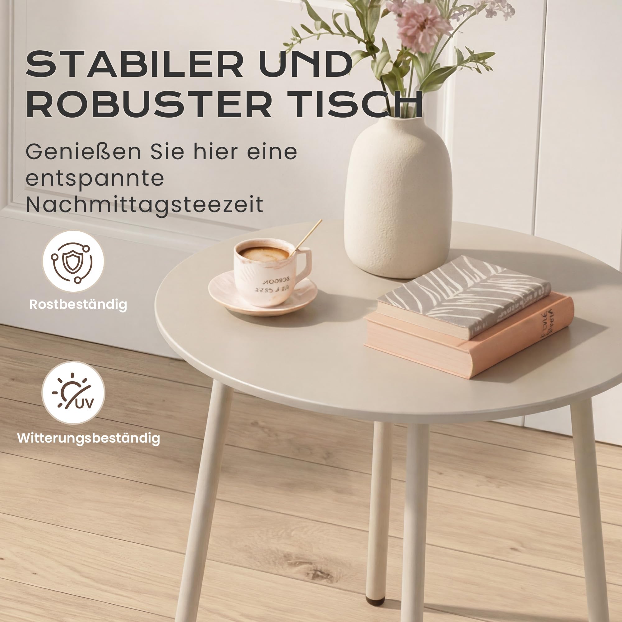 3-teiliges Gartenmöbel-Set, Rattan Outdoor Sitzgruppe mit Sessel, Hocker & Beistelltisch, Wetterfestes Garten-Lounge-Set mit dicken Polstern für Balkon, Hinterhof, Veranda