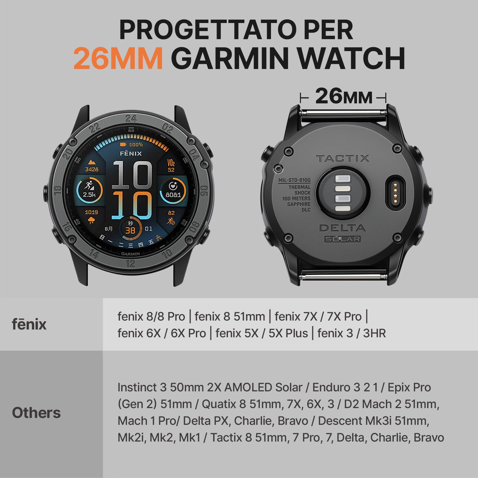 Bandletic Quick Fit 22mm 26mm Resistente Nylon Cinturino Compatibile con Garmin Watch,Morbido Tattico Sport Cinturino per Fenix/Instinct/Tactix Delta/Descent/Epix Pro/Enduro/Quatix/Forerunner/Approach