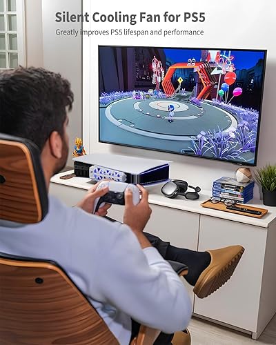 Miniatura 6 de Anspect Ventilador de refrigeración PS5, enfriador de accesorios PS5 con ventiladores de refrigeración de alto rendimiento (6000 RPM), luz LED, hoja