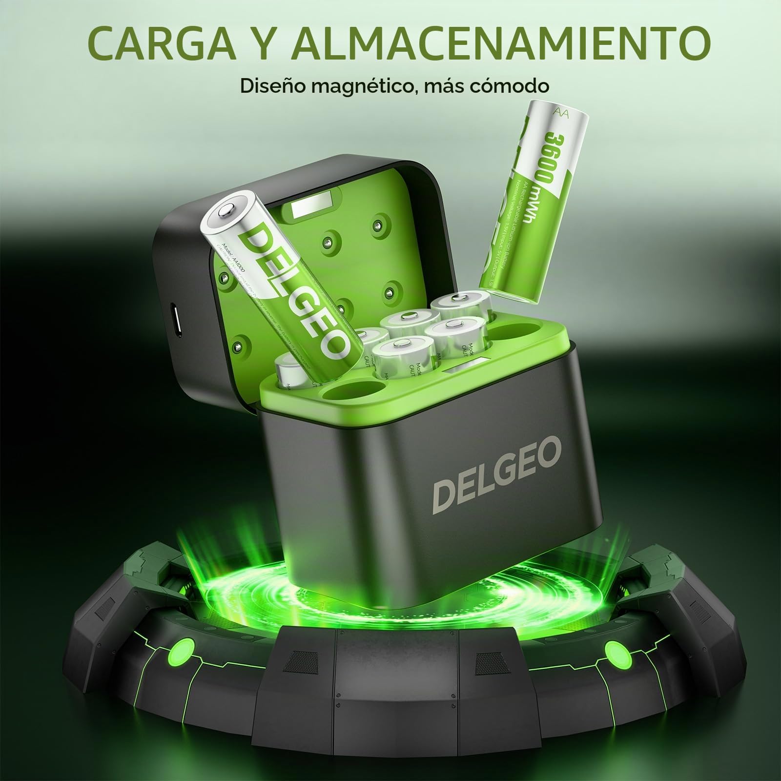 Pilas AA Recargable de Litio con Cargador Paquete de 8, 3600mWh Capacidad Alta Salida Constante de 1,5 V Pilas AA Recargables, Portátil Pilas Recargables para Ratón,Gamepad con 2000 Tiempos de Ciclo