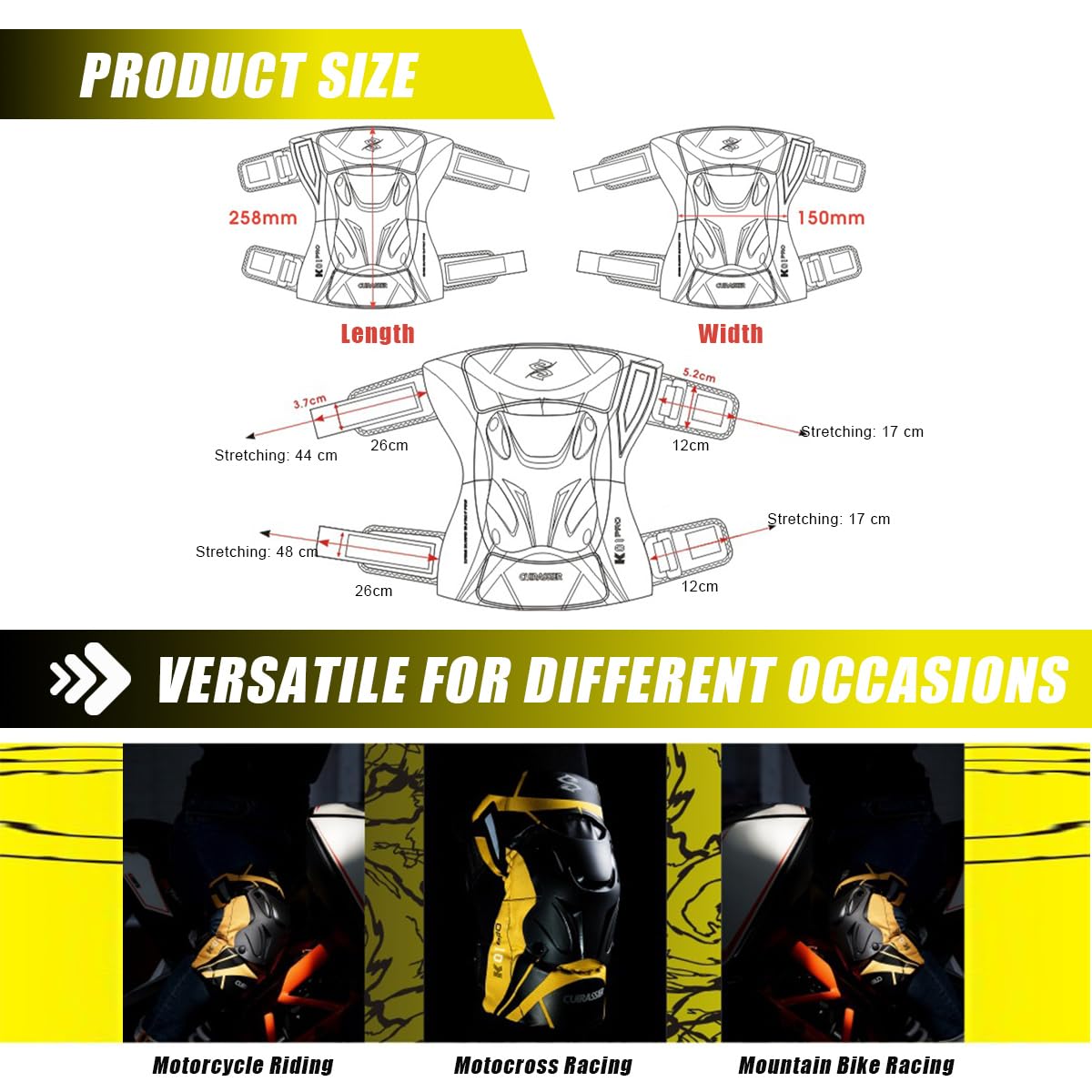 2 Pezzi di Ginocchiere da Moto,Ginocchiere Moto,Ginocchiere MTB con Scocca Robusta e Ammortizzazione Morbida,Ginocchiere Motocross Regolabili per 40 a 90 KG