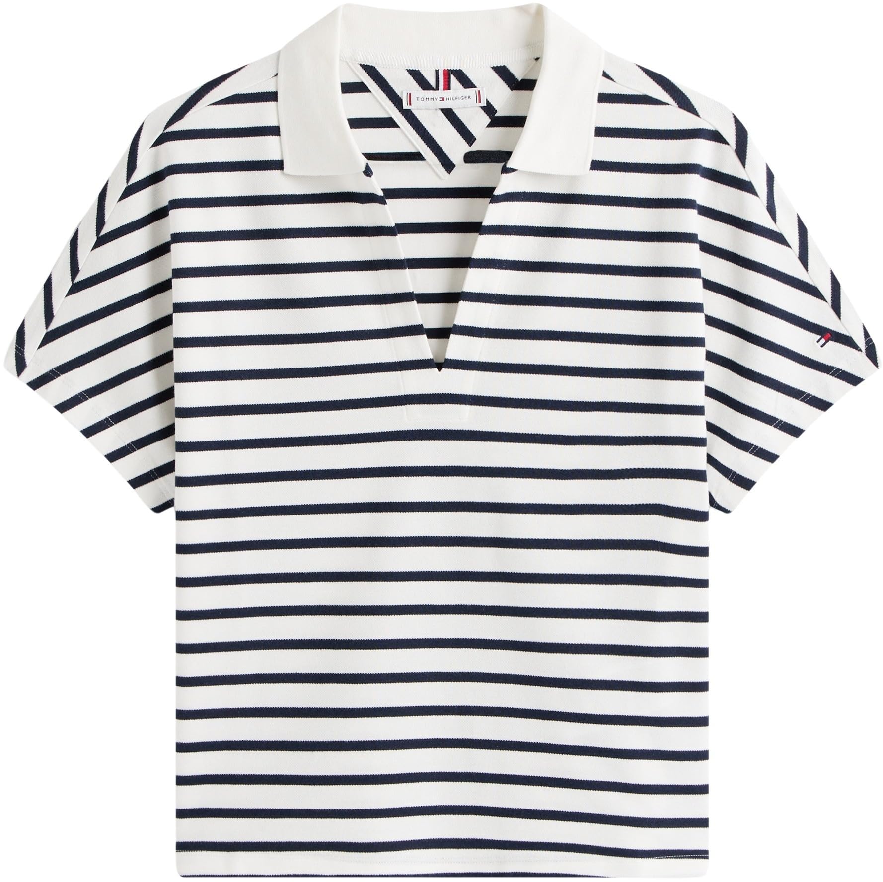 Tommy Hilfiger Polo de Manga Corta Mujer Lyocell Tipping sin Botones