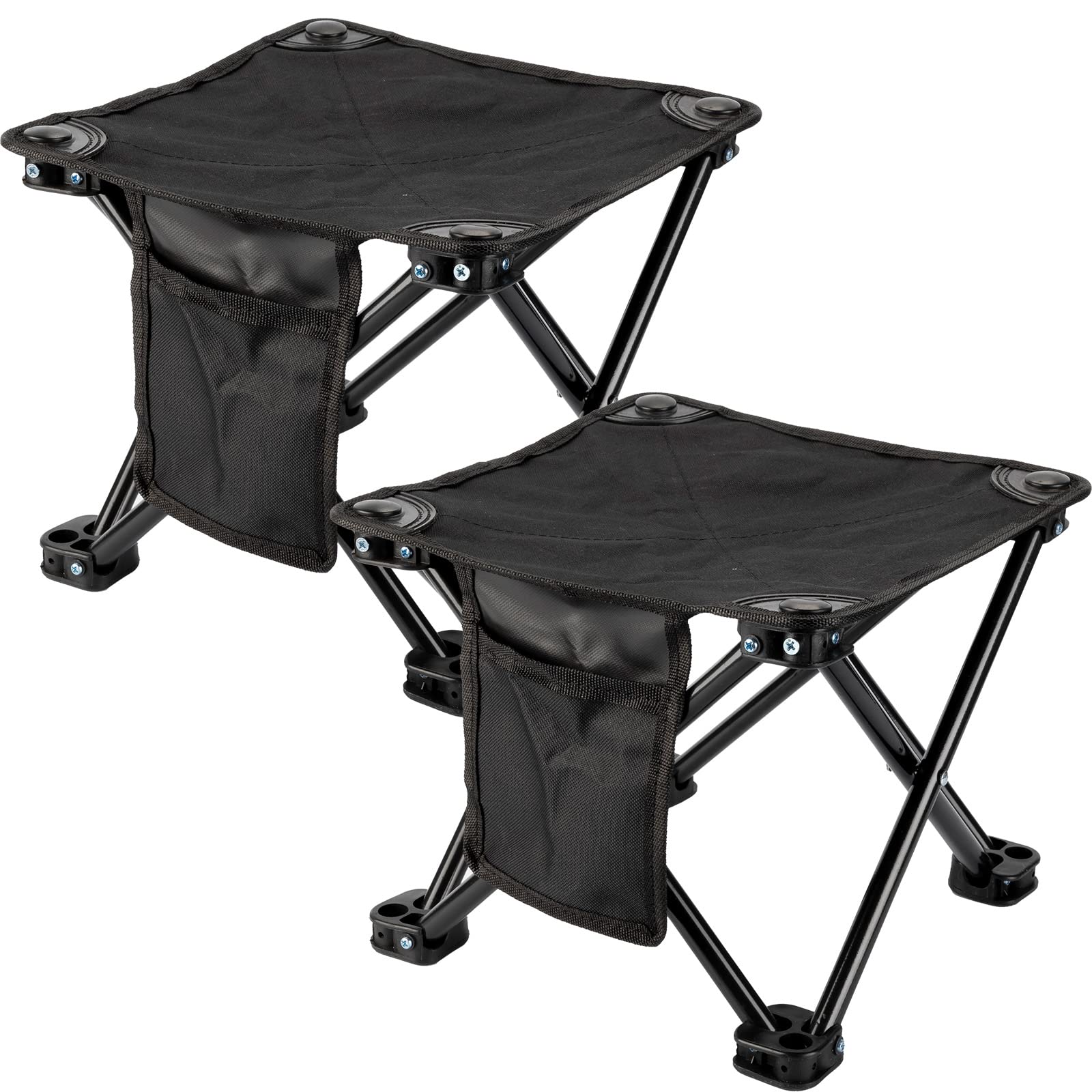2 Pcs Camping Stool Small Lightweight Sturdy Portable Stool with Side Pocket Comfortable Foldable Chair for Camping Fishing Hiking Gardening Walking Picnic Travel BBQ Backpacking Walking (Black)