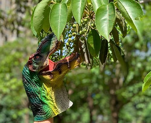 Miniatura 2 de Gemini&Genius Juguetes de dinosaurio, marionetas de tiranosaurio Rex con soporte de audio, marionetas de mano de dinosaurios para Halloween,