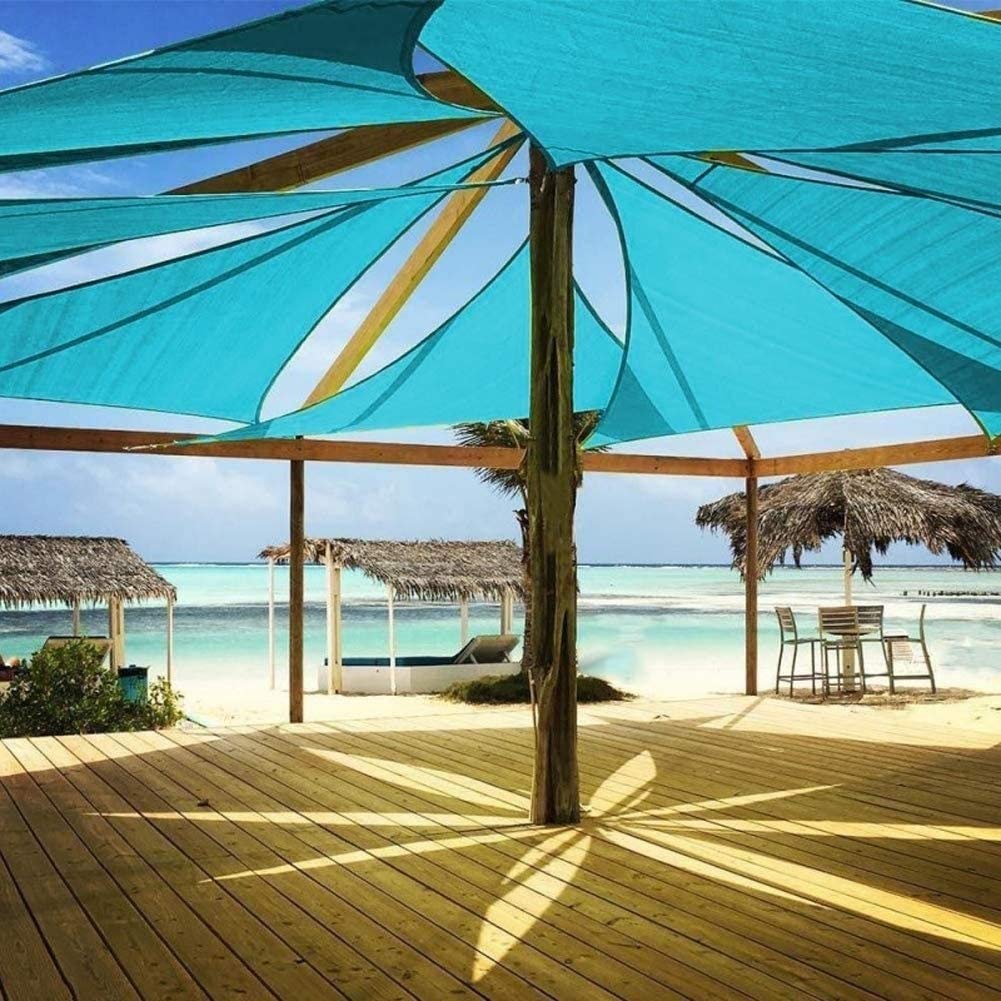 Sun Shade Sail Canopy Płótno UV - niebieski trójkątny cień żagla, taras ogrodowy, markiza basenowa, plandeka włączana na wodę