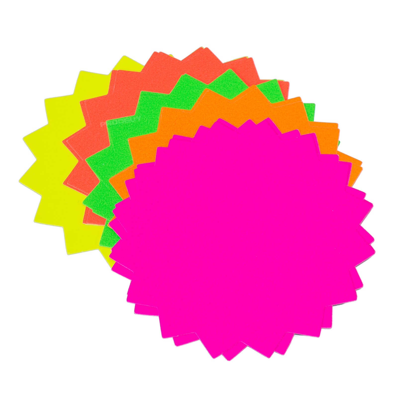 [Pack of 48] Fluorescent Flash Stars 6" Shop Retail Price Signs Sale Cards Notices Neon