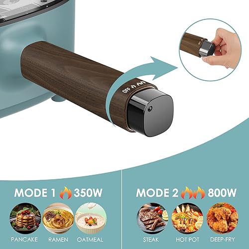 Miniatura 2 de CULLINSSS Olla eléctrica de 2 litros con vaporizador, olla eléctrica portátil con revestimiento antiadherente de panal mejorado para dormitorio,