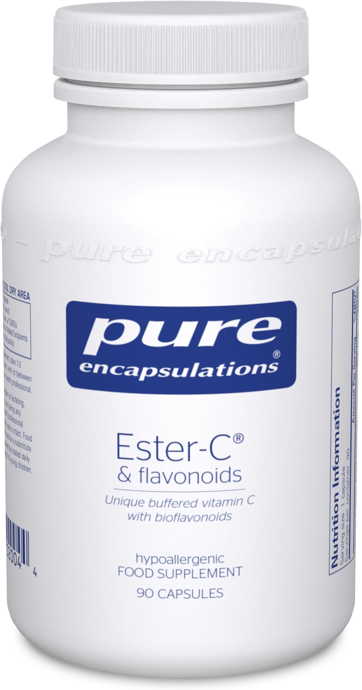 Ester-C and Flavonoids - Unique Buffered Vitamin C Supplement with Bioflavonoids - Collagen Formation & Immune Support - 90 Capsules