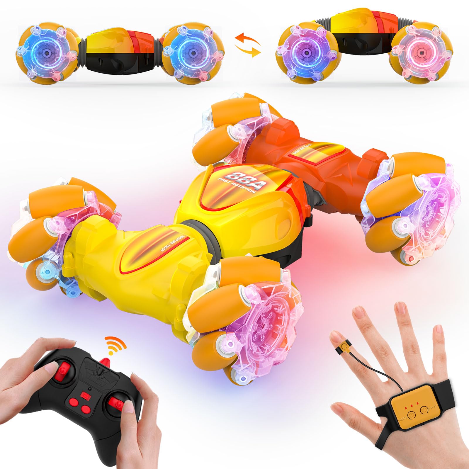 SAUFTTI Gesture Sensor RC Cars, Hand Controlled Stunt Remote Control Car Toys for 6-12 yr Kids Boys, 2.4GHz 4WD Double Sid...