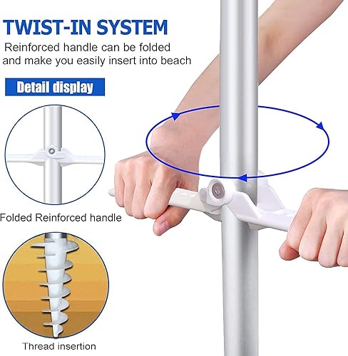 Miniatura 5 de Ammsun 2017 Sombrilla de playa plegable de 6 pies con bolso de transporte portátil, con revestimiento de plata en el interior, FPS 50+, con