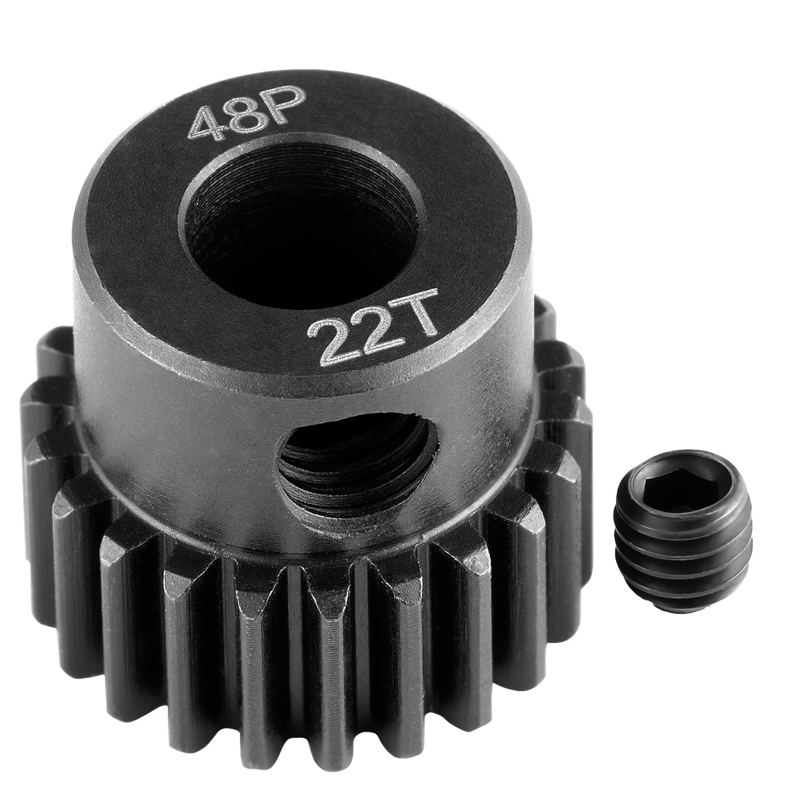 Runup Steel 48P 5 mm Bore Sprocket Motor Gear 17-29T for Arrma HPI Kyosho Losi Axial Tra-xxas Tamiya 1/5 1/6 1/8 1/10 RC Car Monster Truck Buggy (22T)