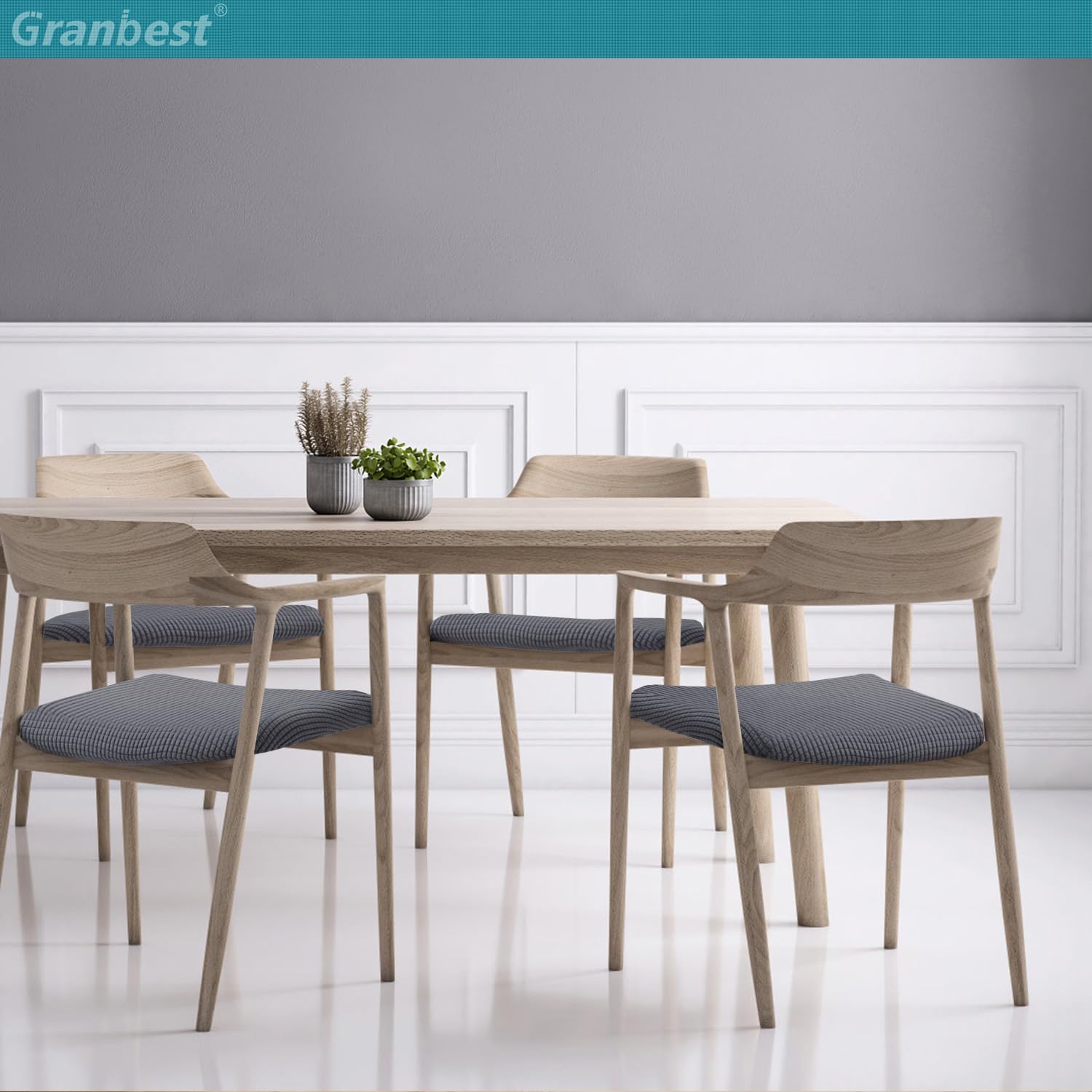 Granbest Jacquard Dining Chair Seat Covers Set of 6 - Image 3