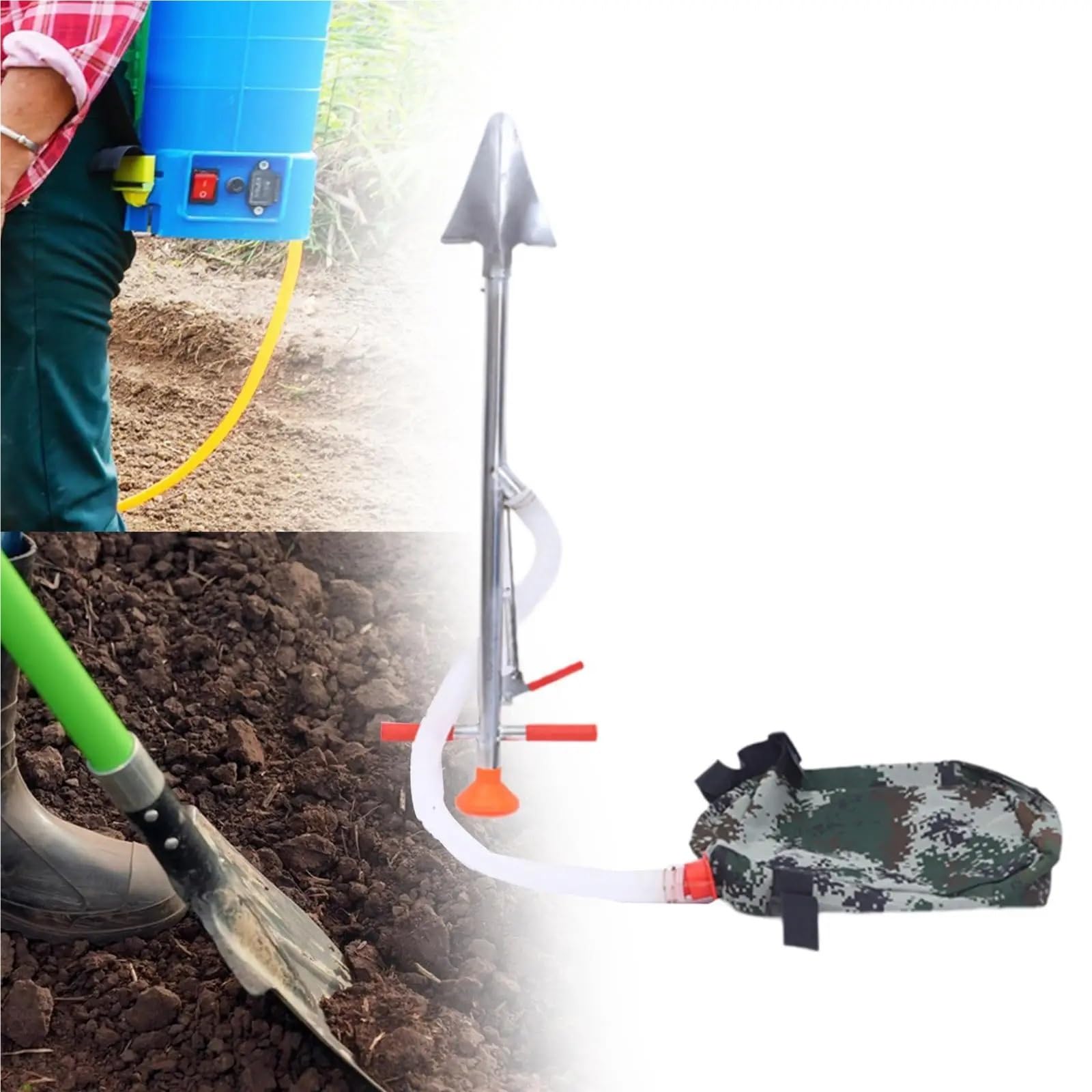Seed dispenser Piantatrice fagioli ferro per spargiconcime Para borsa per zaino Applicatore manuale fertilizzante granulare Strumenti per Semina(With backpack)