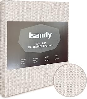 isandy Non Slip Mattress Gripper Pad, Slip Resistant Mattress Grip Rug with Extra Sticky, Strong & Durable Mattress Slide ...