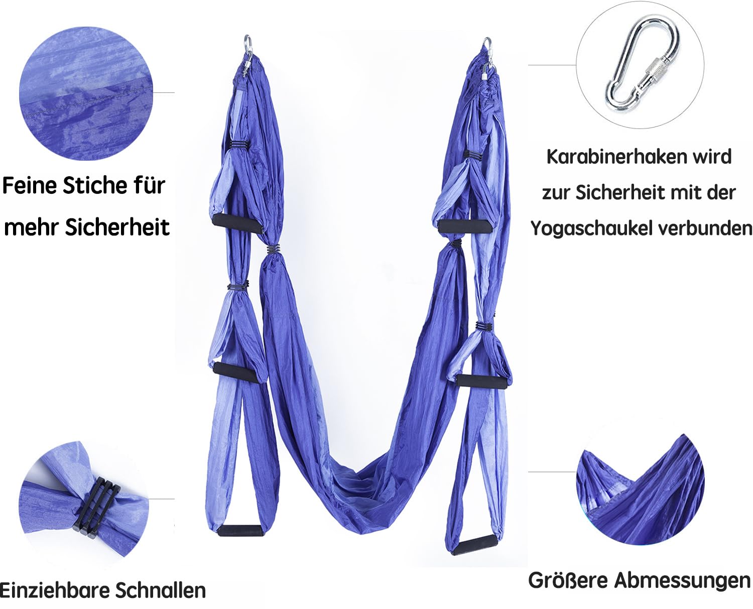 Aerial Yogatuch Ausrüstung enthalten 2 Erweiterungen Riemen und Decke Montage-Kit Aerial Yoga Towel Sensory Swing