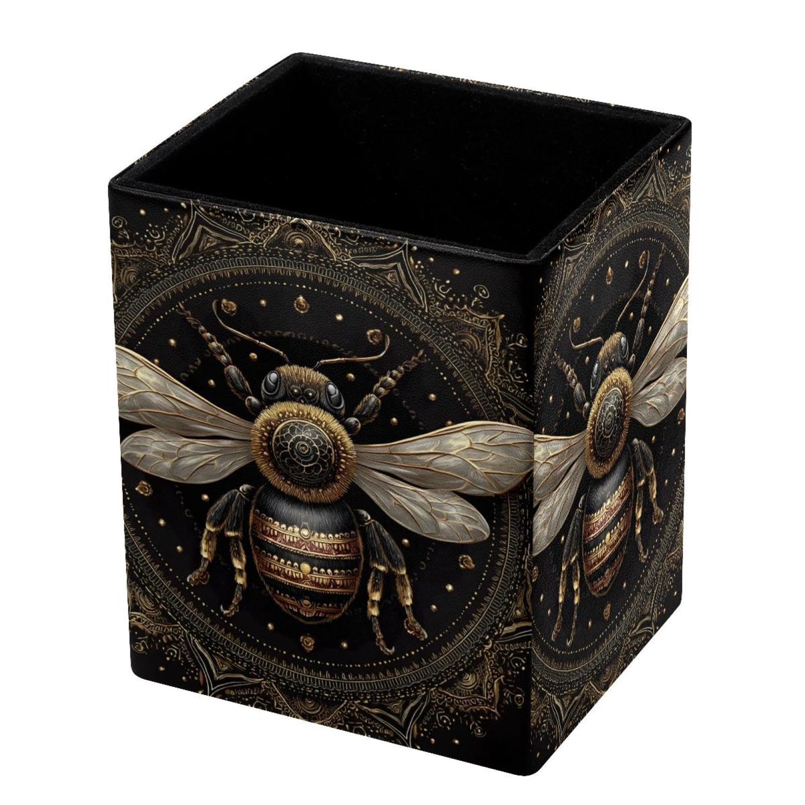 VAPOKF Pencil Holders for Desk, Bee Printed Pen Holders Pen Pot Makeup Brushes Storage Desktop Stationery Supplies Organiser for Home Office