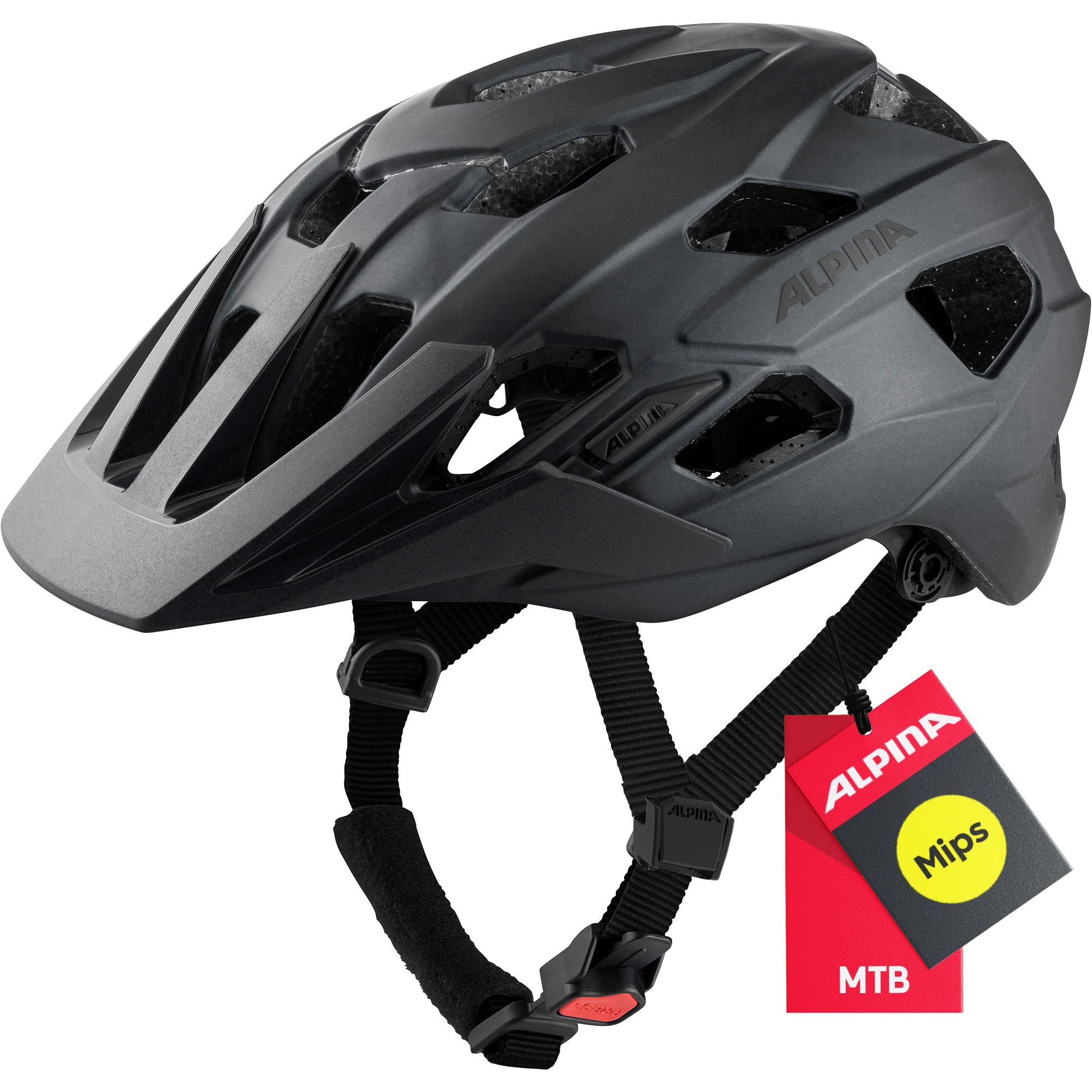 ALPINA PLOSE MIPS - Sicherer und Komfortabler MIPS Enduro & MTB Fahrradhelm Mit Antibakteriellen Polstern Für Erwachsene, optimaler Schutz, Black matt, M (52-57 cm)