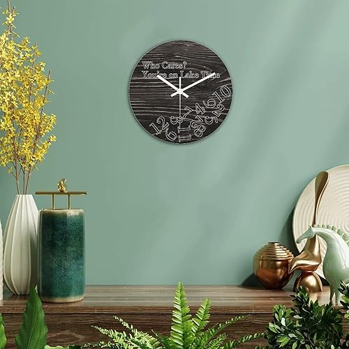 Miniatura 5 de Reloj de pared de madera vintage rústico envejecido redondo grande funciona con pilas sin tictac Who Cares Youre on Lake Time números arábigos