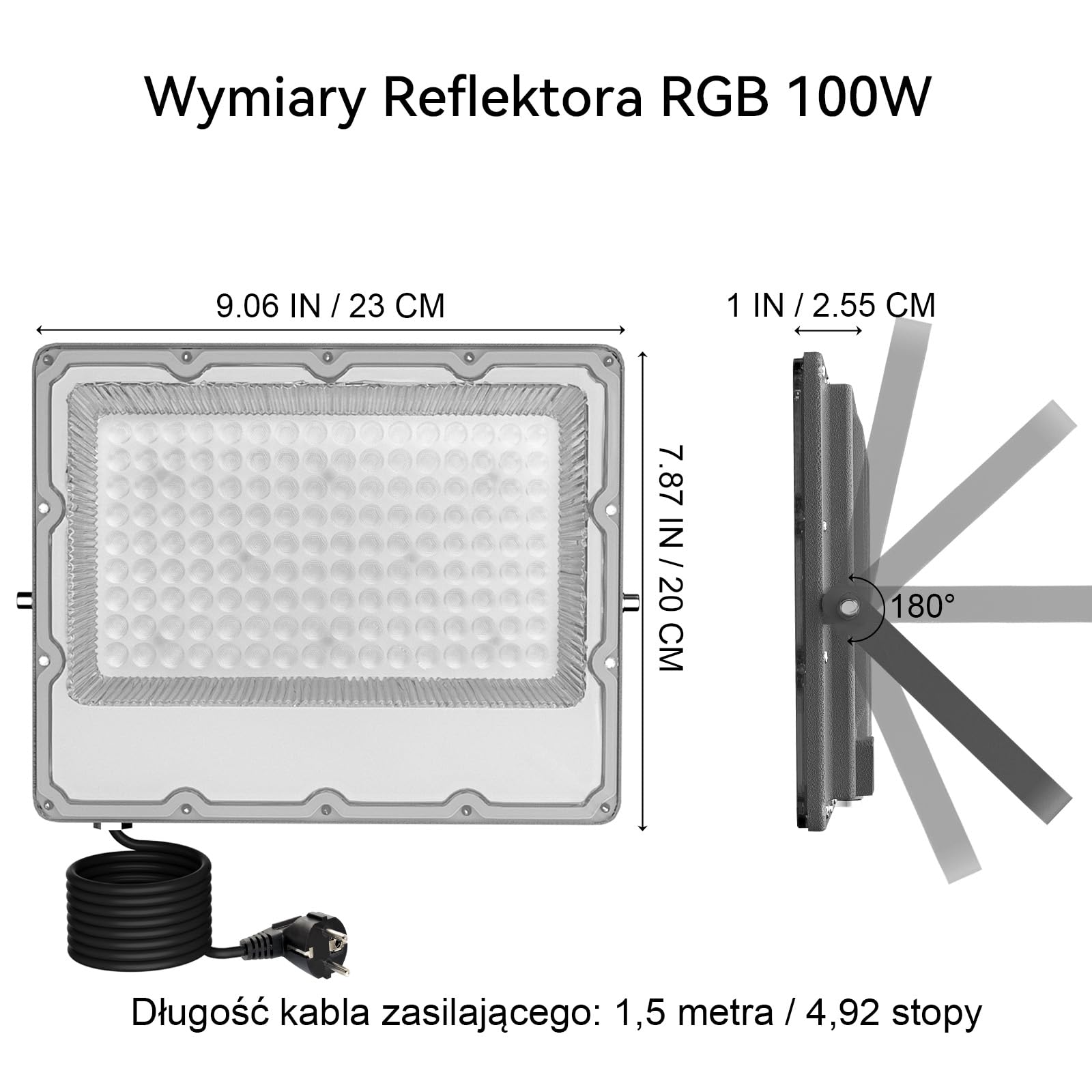 2 Pack 100W RGB LED Reflektory, Dimmable LED Flood Light Sterowanie Aplikacją Bluetooth i Pilotem 2.4G, 16 Milionów Kolorów, Synchronizacja Muzyki, Timer, IP66, 10000LM