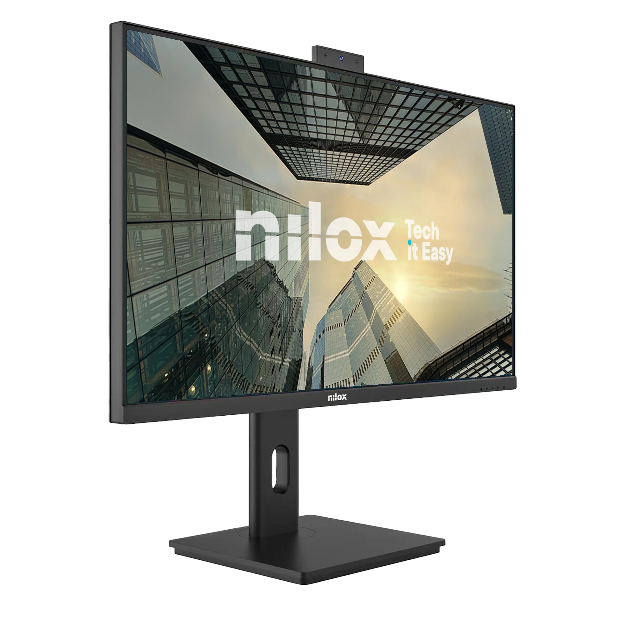 Nilox NXM27RWEB0265 Monitor Business 27'' IPS Full HD, Frecuencia 120 Hz, Cámara Web integrada y USB-C 65 W, Ajustable y ergonómico