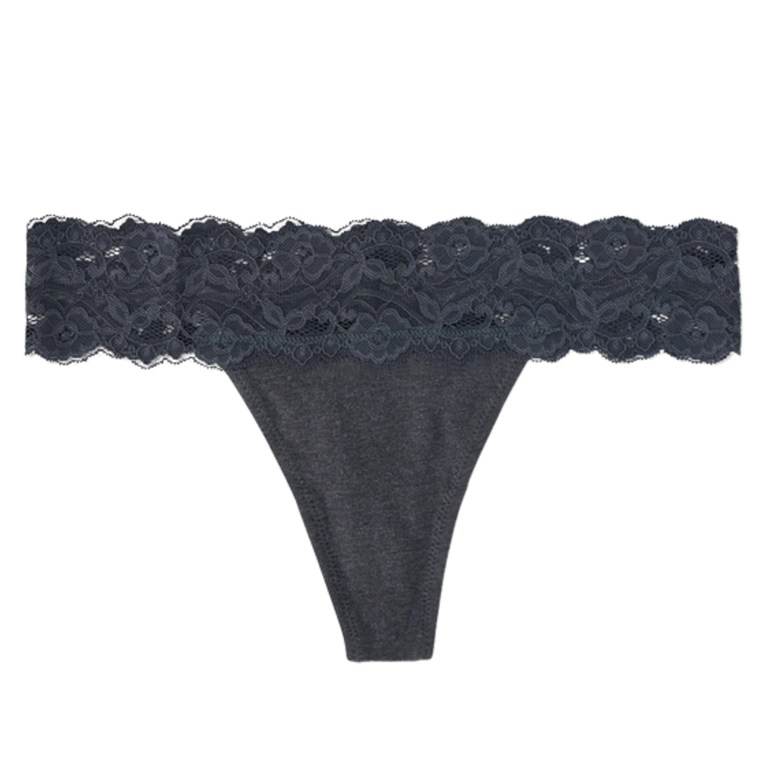 Thong for Women Cotton Underwear Low Rise Panties Woman G-String LACE Waist Thongs/Low Rise Waist -Set of 1 (in, Alpha, L, Regular, Grey)-image-32