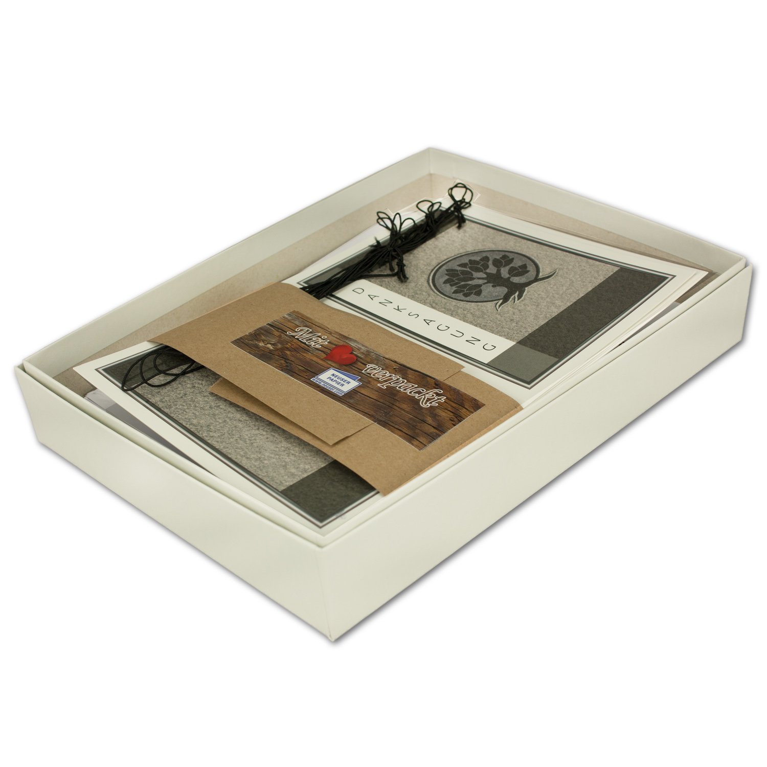 75x Trauerkarte mit Umschlag Set Danksagung - Lebensbaum - inklusive hochwertiger Box - DIN A6 Hoch-Format - Danksagungskarten Trauerkarten nach Beerdigung - Trauer-Papiere by GUSTAV NEUSER