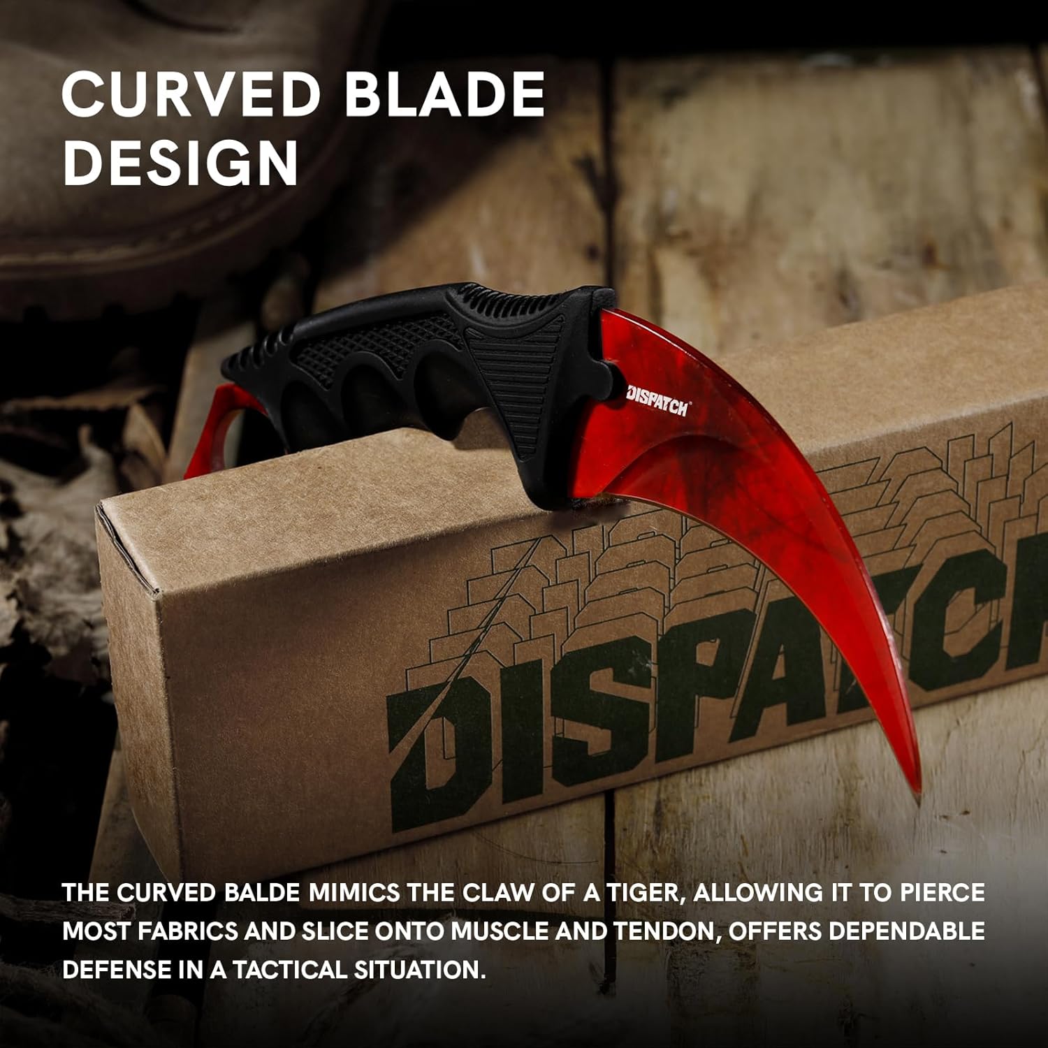 Dispatch 8 Pieces Karambit Knife Fixed Blade Knives Camping Tool,Outdoor Hunting Knife with Sheath and Cord, Suitable for Hiking, Adventure, Survival and Collection (Red Color)