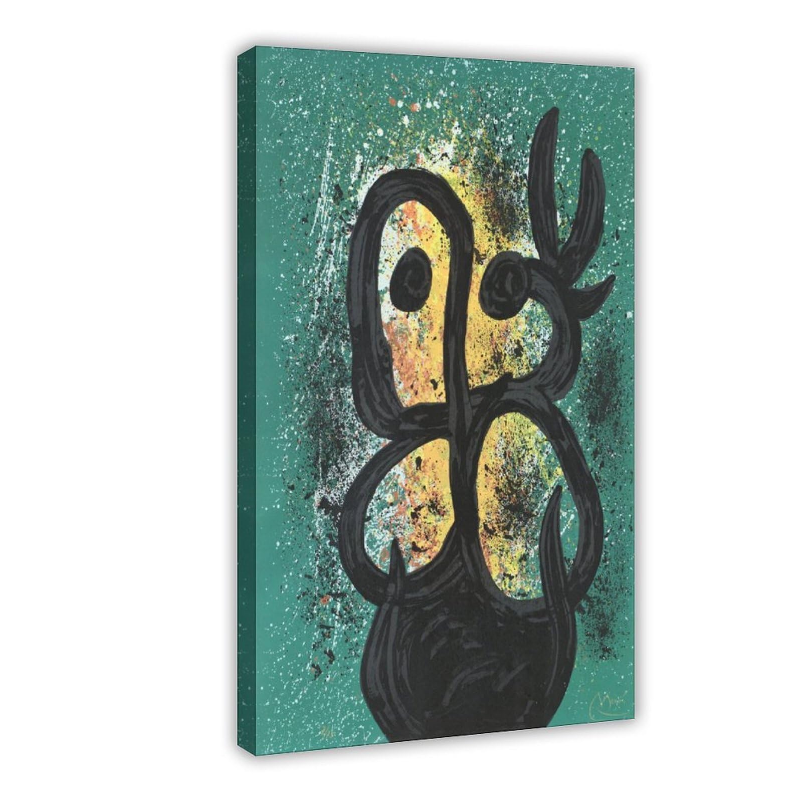 WCYB Femme Al A Colombe. by Joan Miro Prints Posters Canvas Deco Paintings Wall Art For Office Living Room Frame 16" L X 24" W