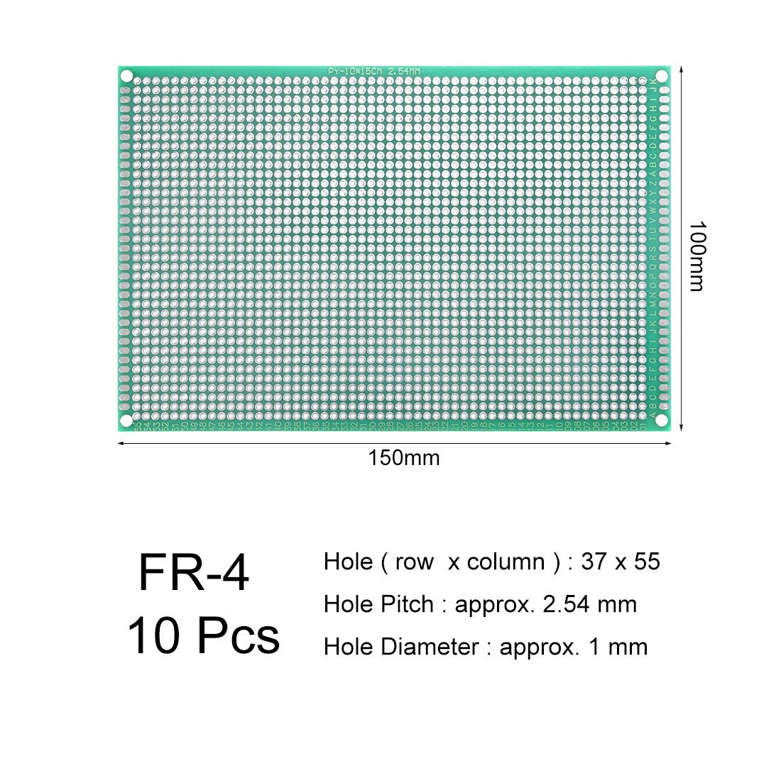 Uxcell 10-Pack Double-Sided PCB Board – 100x150mm FR-4 Glass Fiber Universal Prototype Circuit Board For DIY Soldering Projects