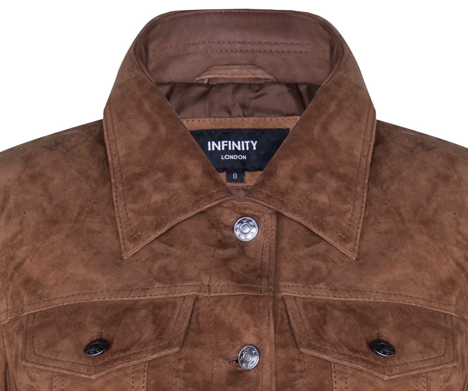 Infinity Leather Damen Wildleder Trucker Klassisch Western Leder Jeansjacke