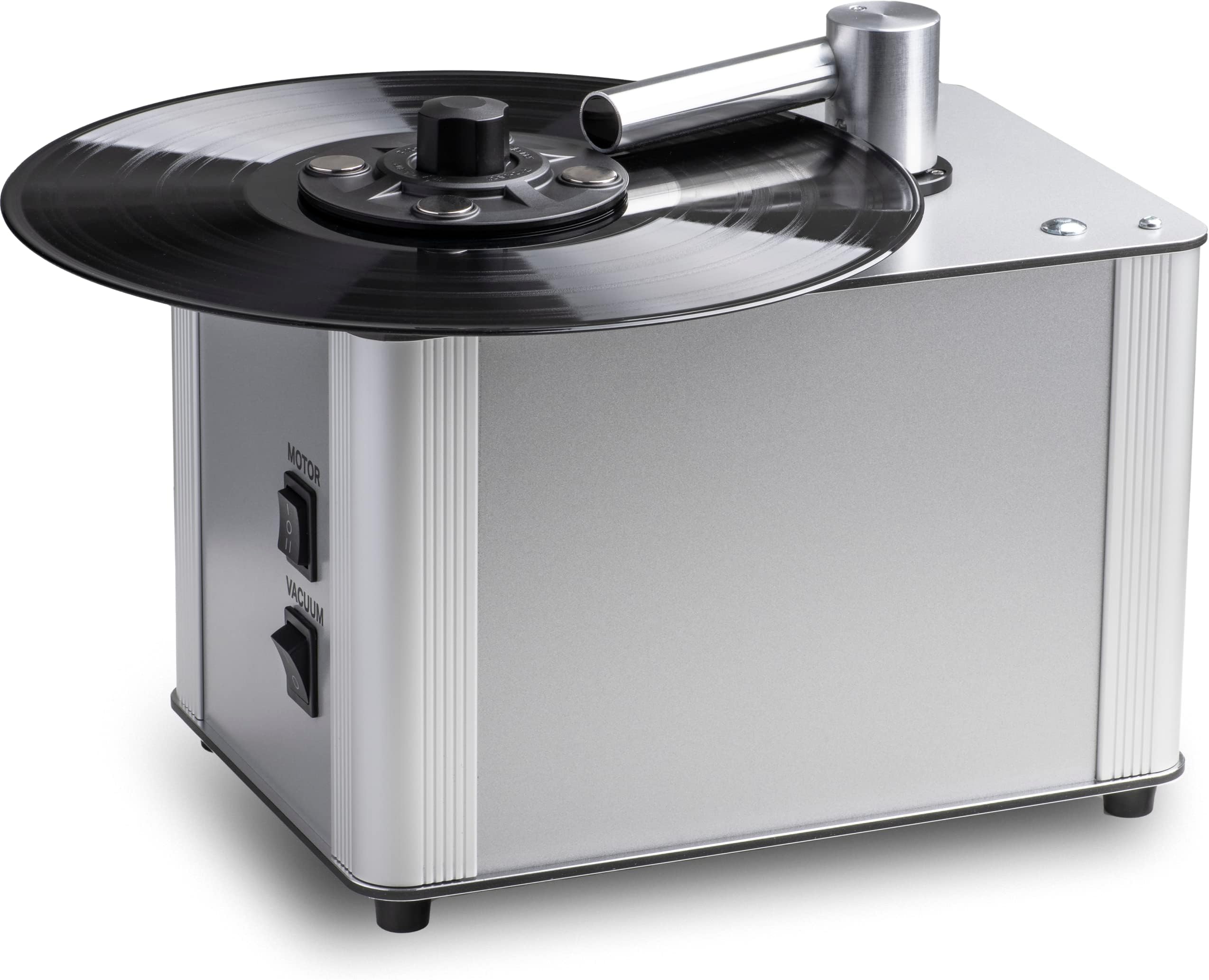 VC-E2, Compact record cleaning machine with new magnetic clamp, Silver