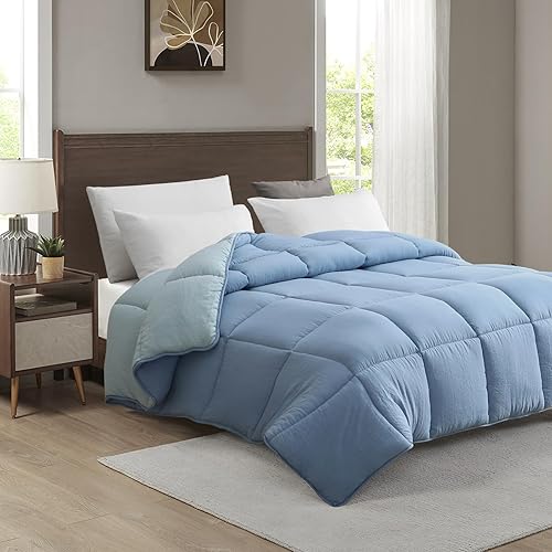 Miniatura 2 de APSMILE Relleno de edredón alternativo de plumón  Edredón de cama matrimonial Queen para todas las estaciones  Edredón reversible acolchado mixto de