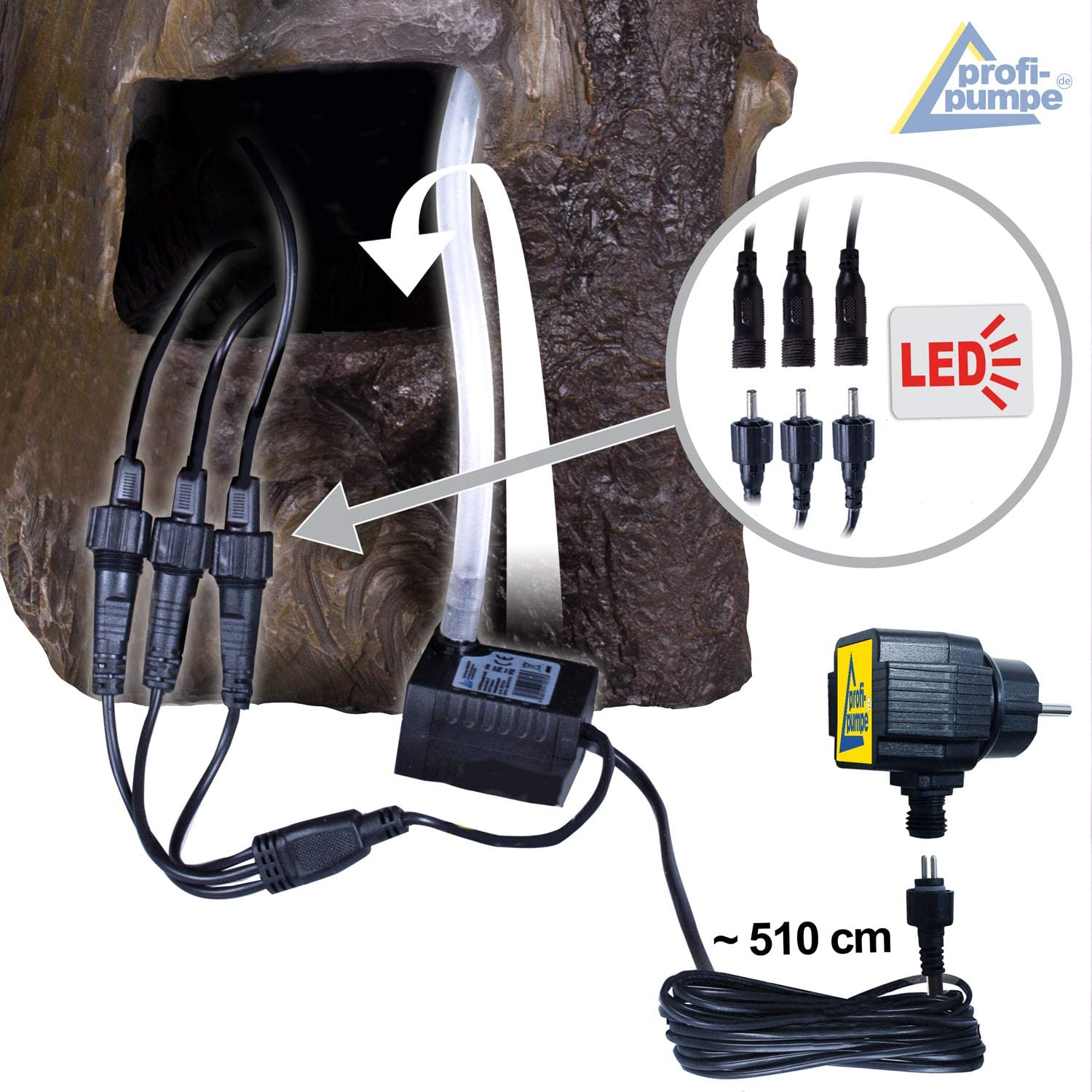 Fuente de jardín Fuente Ornamental Fuente de habitación Bosque con luz LED 230 V Cascada terraza balcón Muy Decorativa