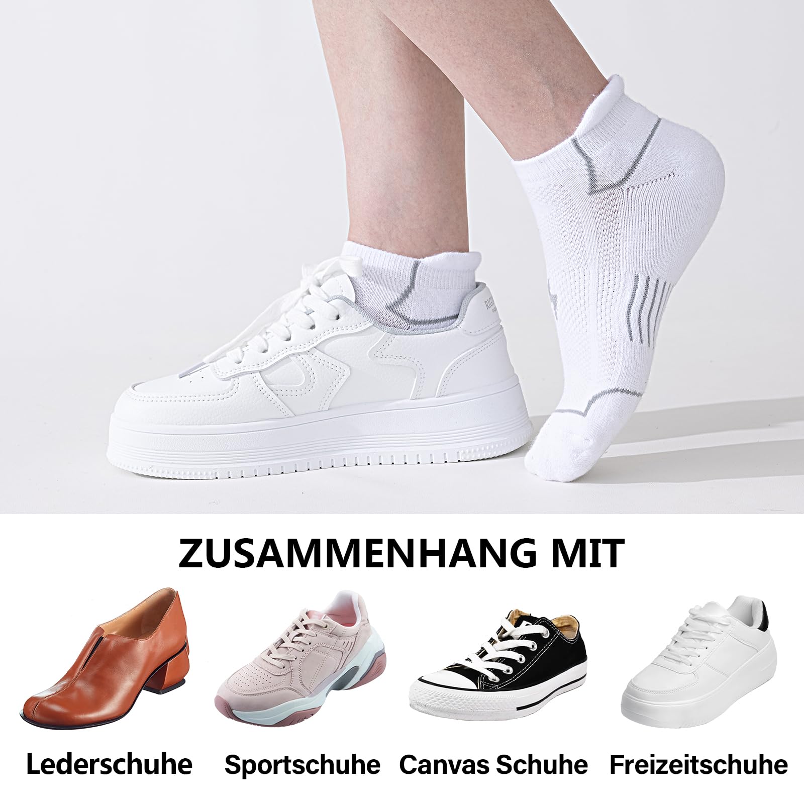 Niorasen Skarpety damskie do sneakersów, rozm. 39-42, 35-38, oddychające, odporne na pęcherze, bawełna, 6 par, skarpety sportowe, bawełniane, krótkie, wyściełane, wielofunkcyjne skarpety do biegania