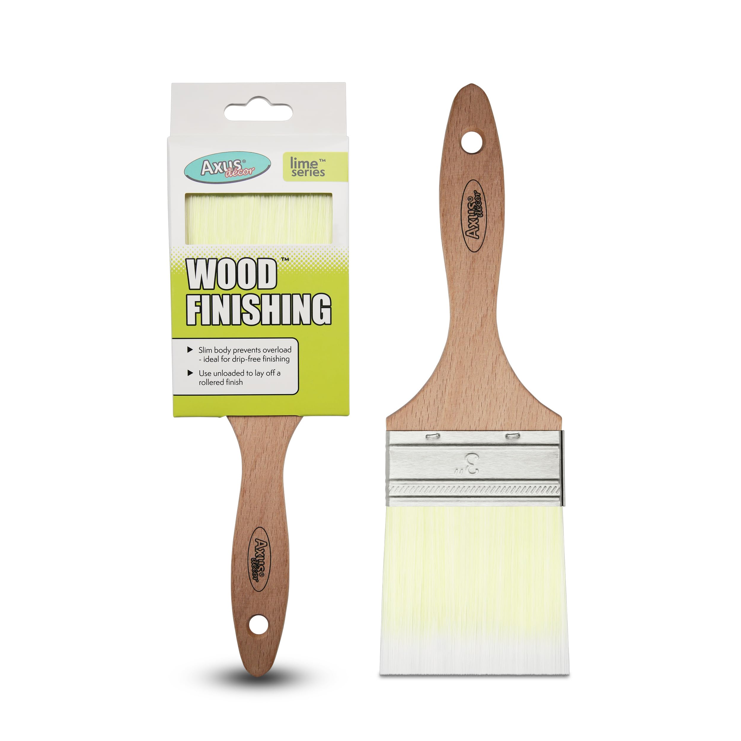 Wood Finishing & Varnish Brush (Lime Series) - 3"/75Mm - For Applying All Stains & Lacquers Without Dripping, Eco-Friendly Natural-Feel Handles, 5060128794606