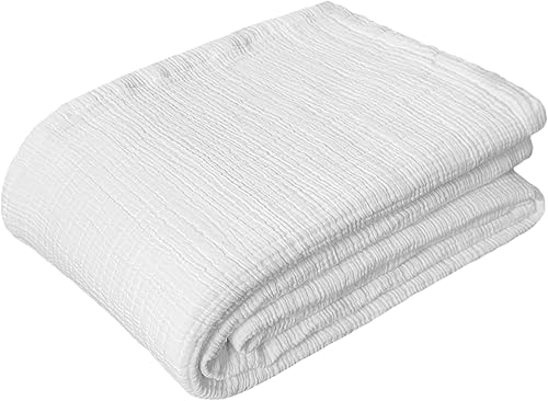 Miniatura 1 de COTTON CRAFT Manta de muselina 100% algodón ultra suave, manta ligera de 7.76 ozm para sofá, cama, para todas las estaciones, transpirable y