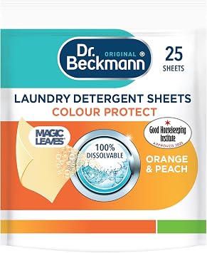 Dr. Beckmann Laundry Detergent Sheets, Colour Protect, 25 Sheets | Convenient and pre-dosed Laundry Detergent sheets, with Magic Leaves Technology, 100% dissolvable, easy to use, less plastic