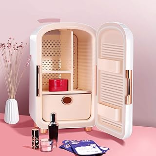 TTLIFE Réfrigérateur Cosmétique Portable Mini Skincare Beauty Fridge Frigo 12L Make up Réfrigérateurs Frigo Sans Bruit pour Le Maquillage et Les Soins De La Peau réfrigérateur de refroidisseur (blanc)