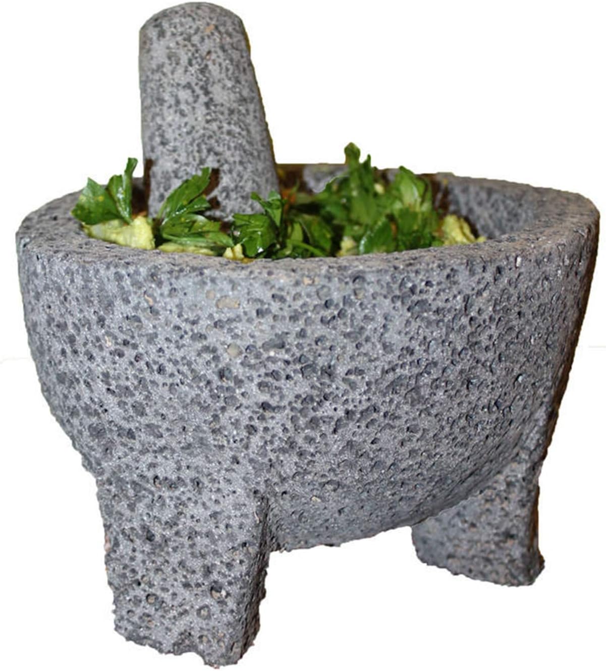Thaweesuk Shop New 6" Molcajete Guacamole Basalt Lava Stone