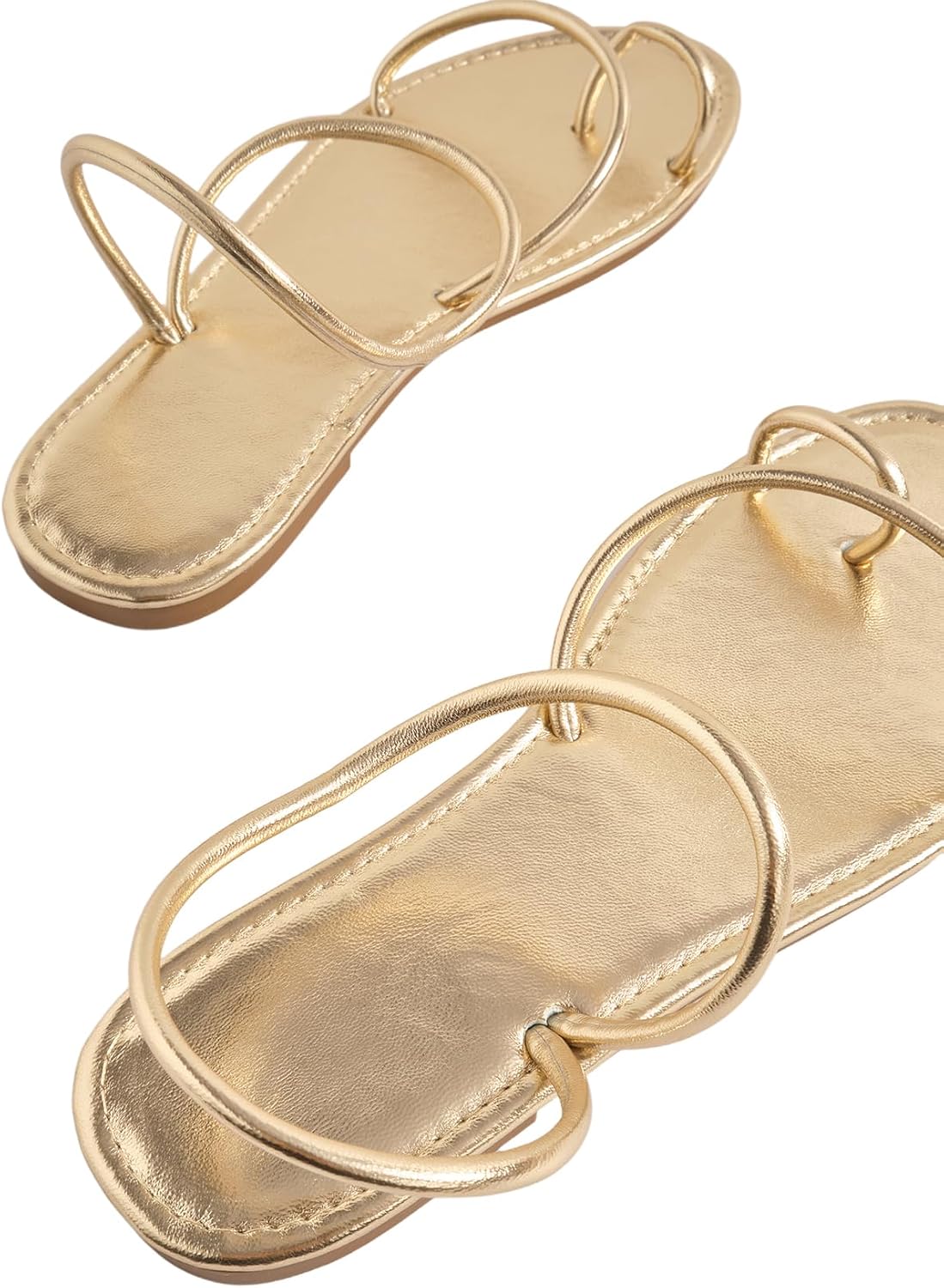 GORGLITTER Women's Metallic Strappy Thong Flat Sandals Dressy Vacation Gold Open Toe Ring 2026 Slippers Shoes - Image 4