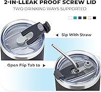 Vista 2 de MEWAY Paquete de 8 tazas de café de 12 onzas con tapa, taza de café reutilizable de acero inoxidable aislada, taza de café duradera de doble pared